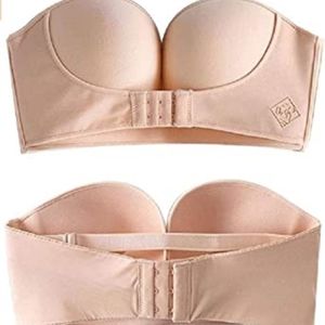 Strapless push-up front buckle bra